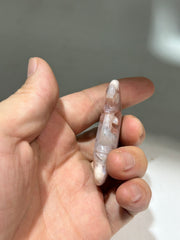 Pink Flower Agate Crescent Moon Face – Unique Celestial Crystal Art for Mindful Spaces