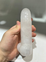 Hand-Carved White Crystal Phallic Sculpture – Unique Crystal Art for Empowerment, Bold Décor Gifting