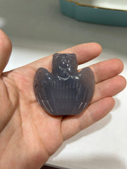 Agate Owl Sculpture – Unique Crystal Figurine with Spread Wings for Mystical Home Décor