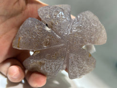 Agate Lotus Flower with Druzy Center – Unique Crystal Sculpture for Zen Home Décor