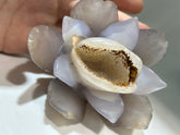 Agate Lotus Flower with Druzy Center – Unique Crystal Sculpture for Zen Home Décor