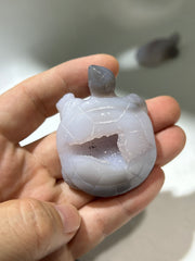Agate Turtle Figurine with Natural Druzy Geode – Unique Crystal Animal Sculpture for Spiritual & Home Décor