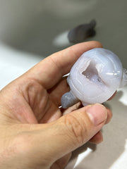 Agate Turtle Figurine with Natural Druzy Geode – Unique Crystal Animal Sculpture for Spiritual & Home Décor