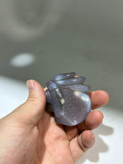 Agate Skull Chief Sculpture – Unique Crystal Skull with Feathered Headdress | Artisan Carved Gemstone Art