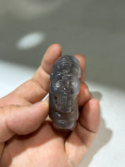 Agate Skull Chief Sculpture – Unique Crystal Skull with Feathered Headdress | Artisan Carved Gemstone Art