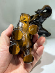 Tiger’s Eye Elephant Figurine – Artisan Crystal Sculpture for Home & Office | Unique Gemstone Decor