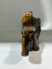 Tiger’s Eye Agate Elephant Figurine – Artisan Gemstone Sculpture | Unique Crystal Home Decor
