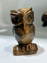 Tiger’s Eye Owl Figurine – Artisan Gemstone Sculpture | Unique Crystal Wisdom Decor