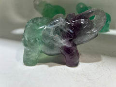 Purple & Green Elephant Figurine – Artisan Gemstone Sculpture