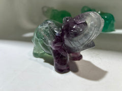 Purple & Green Elephant Figurine – Artisan Gemstone Sculpture