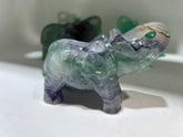 Elephant Figurine – Natural Green & Purple Gemstone Sculpture