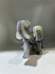 Blue Agate Elephant Figurine – Artisan Crystal Animal Sculpture