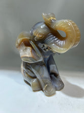 Sitting Agate Elephant Figurine – Unique Natural Crystal Animal Sculpture | Artisan Gemstone Decor