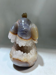 Sitting Agate Elephant Figurine – Unique Natural Crystal Animal Sculpture | Artisan Gemstone Decor