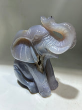 Blue Agate Sitting Elephant Figurine – Unique Crystal Animal Sculpture