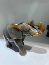Brown Agate Standing Elephant Figurine – Unique Crystal Animal Sculpture