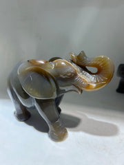 Brown Agate Standing Elephant Figurine – Unique Crystal Animal Sculpture
