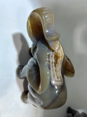 Brown Agate Standing Elephant Figurine – Unique Crystal Animal Sculpture