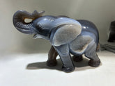 Blue Agate Geode Elephant Figurine – Unique Crystal Animal Sculpture