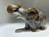 Agate Elephant Figurine – Polished Crystal Animal Sculpture | Unique Gemstone Home Accent