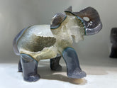 Agate Geode Elephant Figurine – Unique Crystal Animal Sculpture
