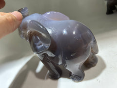 Agate Elephant Figurine with Geode Accent – Unique Crystal Animal Sculpture