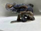 Agate Elephant Figurine with Natural Geode – Hand-Carved Crystal Animal Sculpture