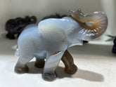Blue Agate Elephant Figurine – Hand-Carved Crystal Animal Sculpture