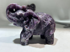 Raw Purple  Elephant Figurine – Hand-Carved Natural Stone Animal Sculpture