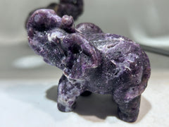 Raw Purple  Elephant Figurine – Hand-Carved Natural Stone Animal Sculpture