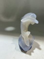 Blue Agate Dolphin Figurine – Unique Crystal Ocean Animal Sculpture