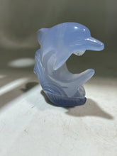 Blue Agate Dolphin Figurine – Unique Crystal Ocean Wave Sculpture