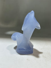 Blue Agate Dolphin Figurine – Minimalist Crystal Ocean Animal Sculpture