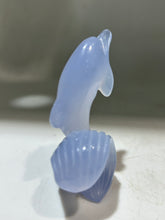 Blue Agate Dolphin Figurine – Minimalist Crystal Ocean Animal Sculpture