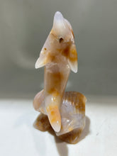 Natural Agate Dolphin Figurine – Hand-Carved Crystal Ocean Sculpture