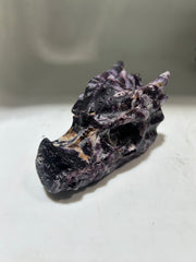 Curious Constellation Sphalerite Dragon Head – Unique Hand-Carved Purple & White Mineral Sculpture