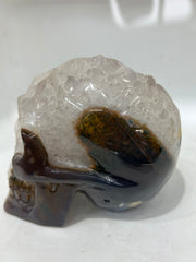 Mystery Mix Constellation Druzy Agate Skull – Hand-Carved Crystal for Tarot, Intuition & Cosmic Energy