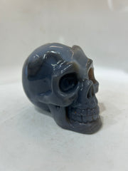Mystery Mix Constellation Blue Agate Skull – Hand-Carved Crystal for Tarot, Intuition & Cosmic Wisdom