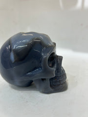 Mystery Mix Constellation Blue Agate Skull – Hand-Carved Crystal for Tarot, Intuition & Cosmic Wisdom