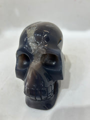 Mystery Mix Constellation Agate Skull – Hand-Carved Blue Crystal Skull for Tarot, Intuition & Cosmic Mystique