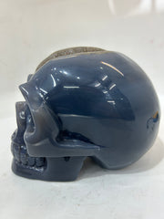 Mystery Mix Constellation Blue Agate Skull – Hand-Carved Crystal for Tarot, Intuition & Cosmic Connection