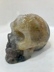 Mystery Mix Constellation Agate Skull – Hand-Carved Crystal Skull for Cosmic Intuition & Tarot Energy