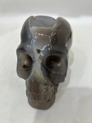 Mystery Mix Constellation Agate Skull – Hand-Carved Cosmic Crystal for Tarot, Intuition & Spiritual Awakening