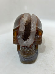 Mystery Mix Constellation Druzy Agate Skull – Hand-Carved Cosmic Crystal for Tarot, Intuition & Spiritual Awakening