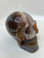 Mystery Mix Constellation Druzy Agate Skull – Hand-Carved Cosmic Crystal for Tarot, Intuition & Spiritual Awakening