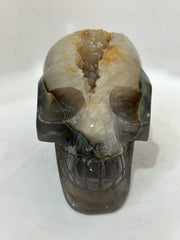 Mystery Mix Constellation Druzy Agate Skull – Cosmic Crystal Skull for Tarot, Intuition & Spiritual Awakening