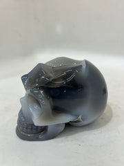 Mystery Mix Constellation Agate Skull with Druzy Geode – Hand-Carved Cosmic Crystal for Intuition & Tarot
