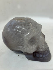 Mystery Mix Constellation Agate Skull – Hand-Carved Celestial Crystal for Tarot, Intuition & Cosmic Energy