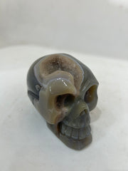 Mystery Mix Constellation Agate Skull with Druzy Crown – Celestial Crystal for Tarot & Intuitive Wisdom