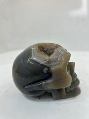 Mystery Mix Constellation Agate Skull with Druzy Crown – Celestial Crystal for Tarot & Intuitive Wisdom